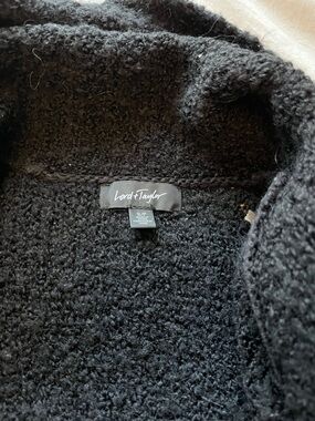 Lord & Taylor Black Bouclé Coatigan